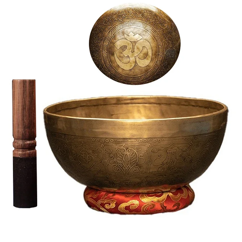 Cuenco tibetano de oración de luna llena, cuenco de oración hecho a mano en Nepal, terapia de meditación y Yoga, sonido de cobre NM271