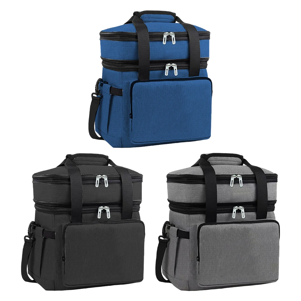 더블 레이어 도시락 가방 대용량 두꺼운 도시락 가방 방수 휴대용 보관 가방 여행 피크닉 캠핑 가방