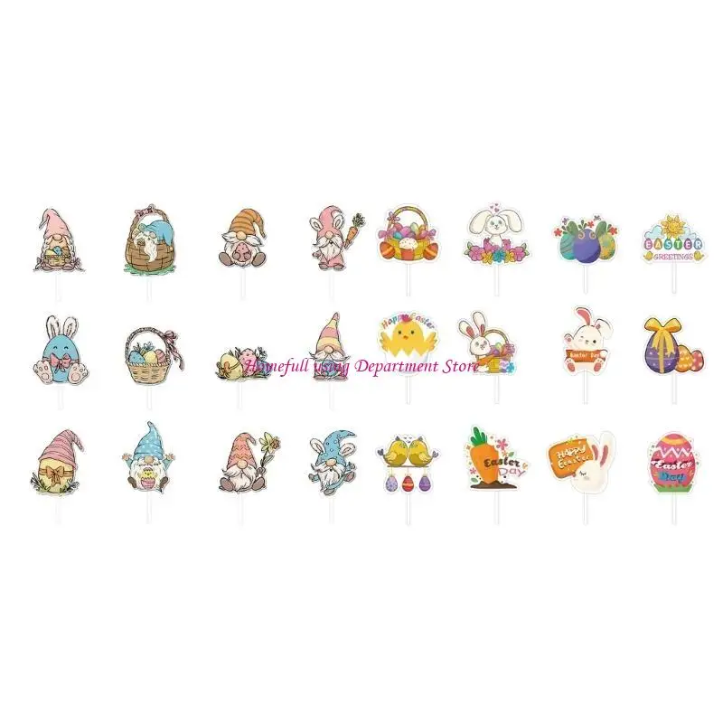 

Fun Easter Dessert Decor Easter Cupcake Toppers Pack of 12 Rabbit Gnomes Cakes Cupcake Pick Dessert Decorations