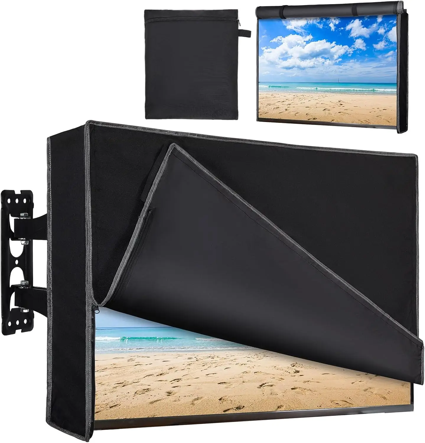 

Outdoor TV Cover 40-43 inch Waterproof Weatherproof Half-covered Front with Double Zipper 600D Thick Fabric for Outside Use