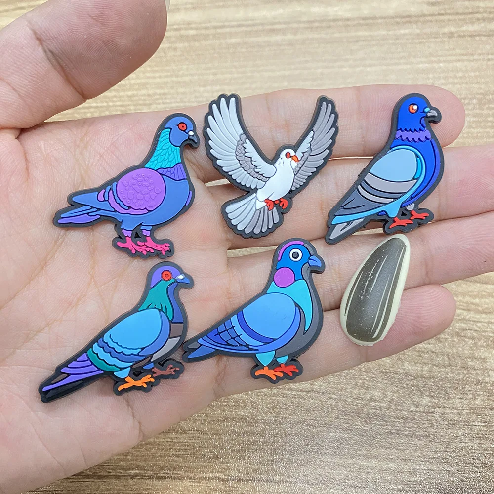 10-16PCS Cartoon Pigeon Sunflower Seed Shoe Charm PVC Bag clog Wristband Decor Buckle Sandal Detachable Waterproof To Xmas Gift