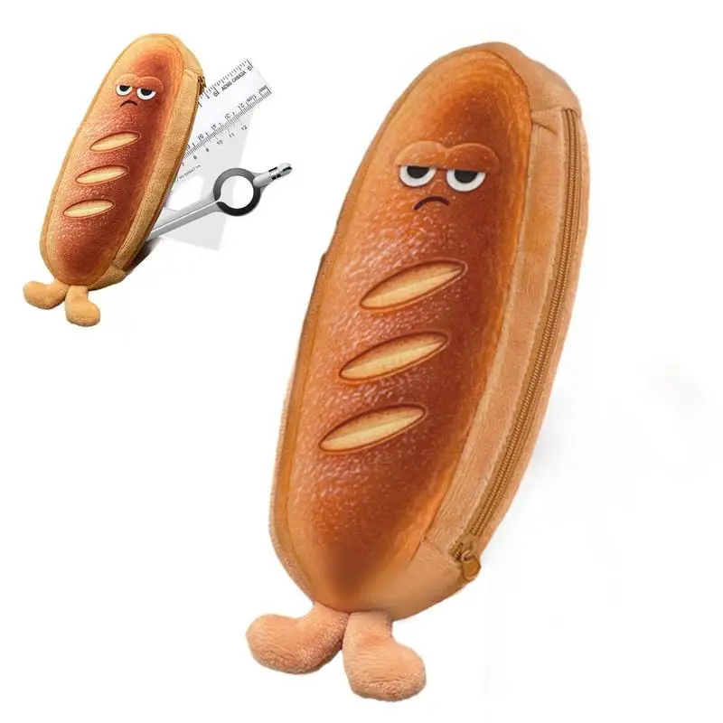 

Funny Face Pencil Case Hotdog Bread Pencil Holder Simulation Real Food Theme Pencil Bags Portable Novelty Kawaii School Supplies