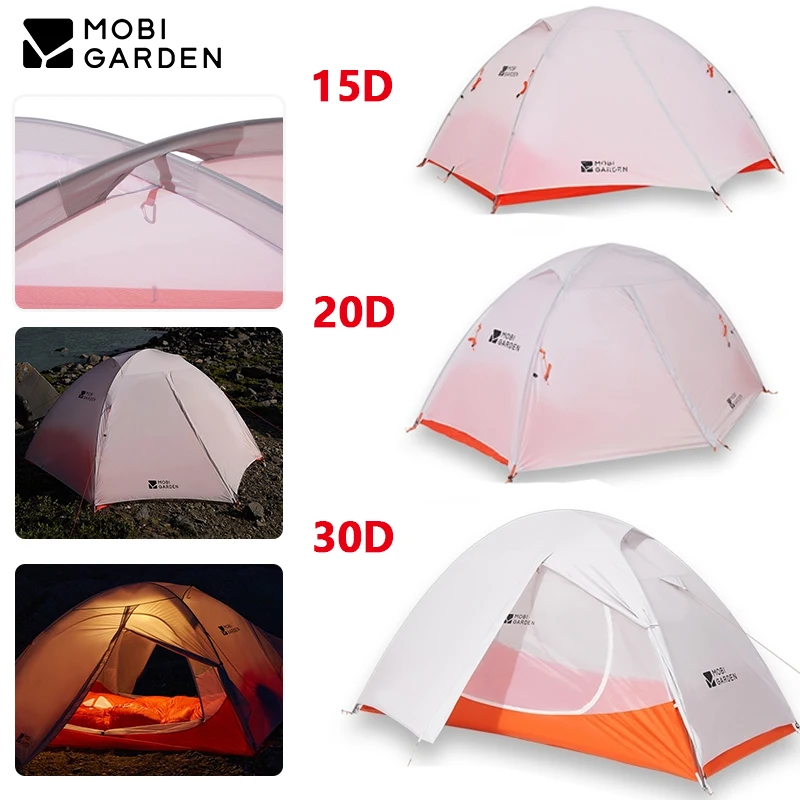 MOBI GARDEN Lightweight Tent 1-3 Person Camping Backpacking Trekking Double Layer Waterproof Hiking Climbing Travel 15D/20D/30D