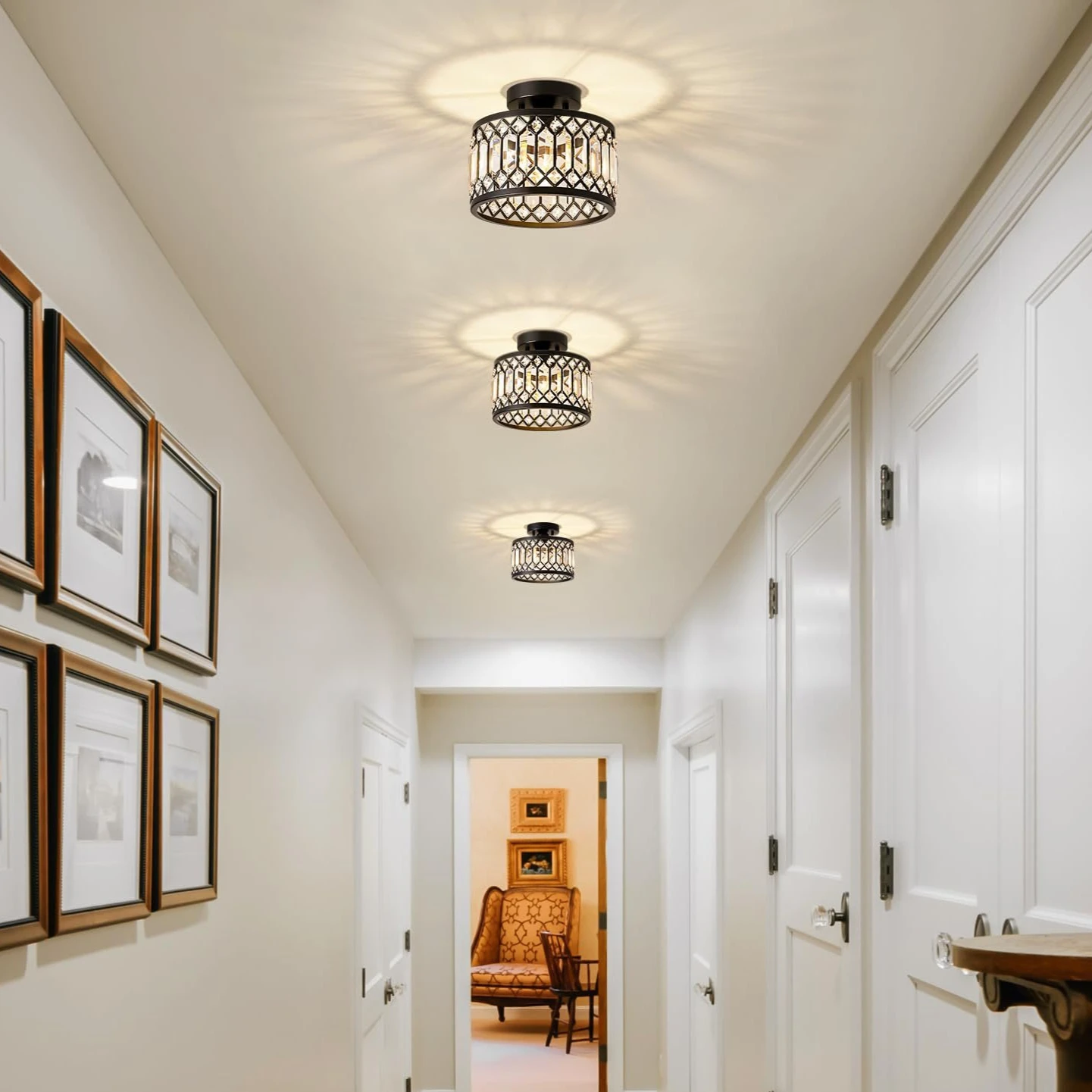 

Minimalist Crystal LED Ceiling Light Hallway Aisle Corridor Balcony Decor Lamp Ceiling Chandelier Lustre for Living Room Bedroom