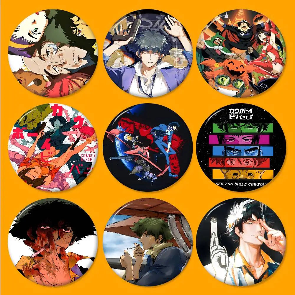 Retro Anime C-Cowboy B-Bebop Creative Tinplate Soft Button Pins Animal Icon Brooch Lapel Backpack Badge Accessories Pin