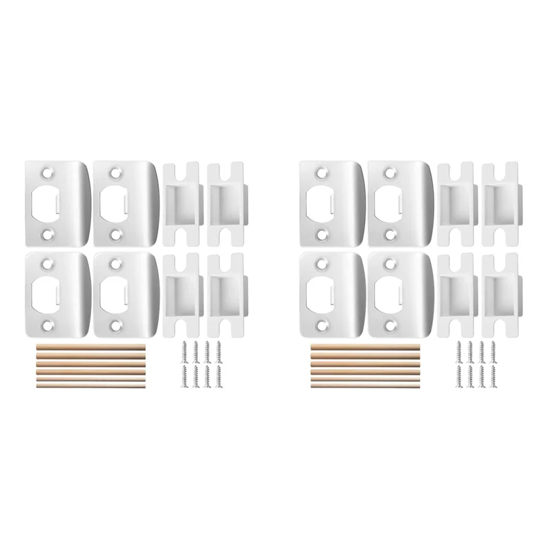 

AONEQ-8 Pack Door Latch Strike Plate-Stainless Steel Door Lock Strike Plate Repair Kits-Door Latch Restorer Reinforcement