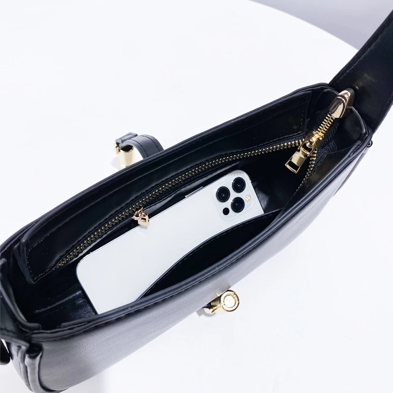 Square Black Underarm Bags For Women Luxury Designer Handbags And Purses 2024 New In Classic Simple Commuting Ladies Shoulder