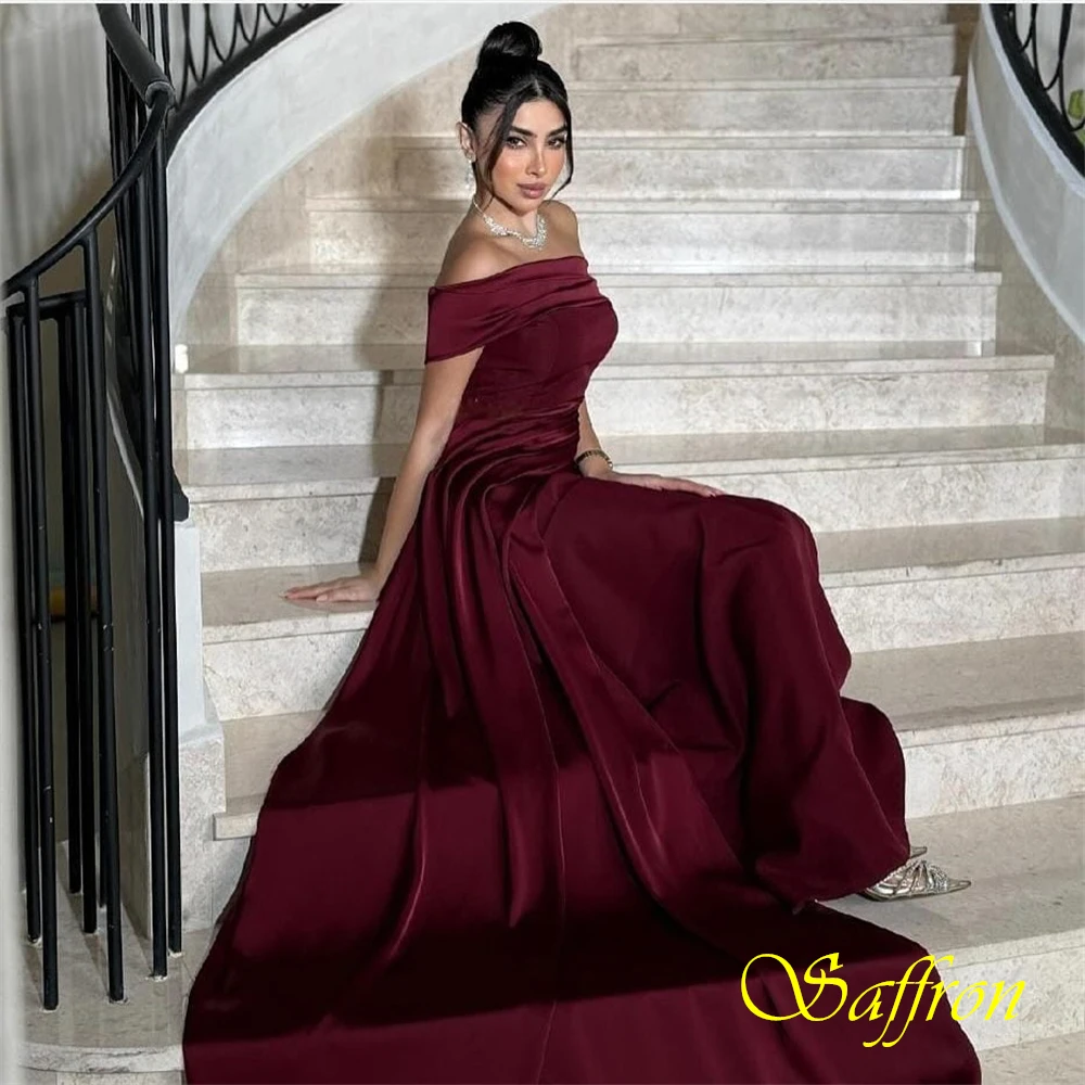 تخصيص رائعة الساتان ألف خط مساء اللباس رشيقة قارب الرقبة فساتين حفلة موسيقية الأزياء لوحة قطار فساتين المناسبات الخاصة