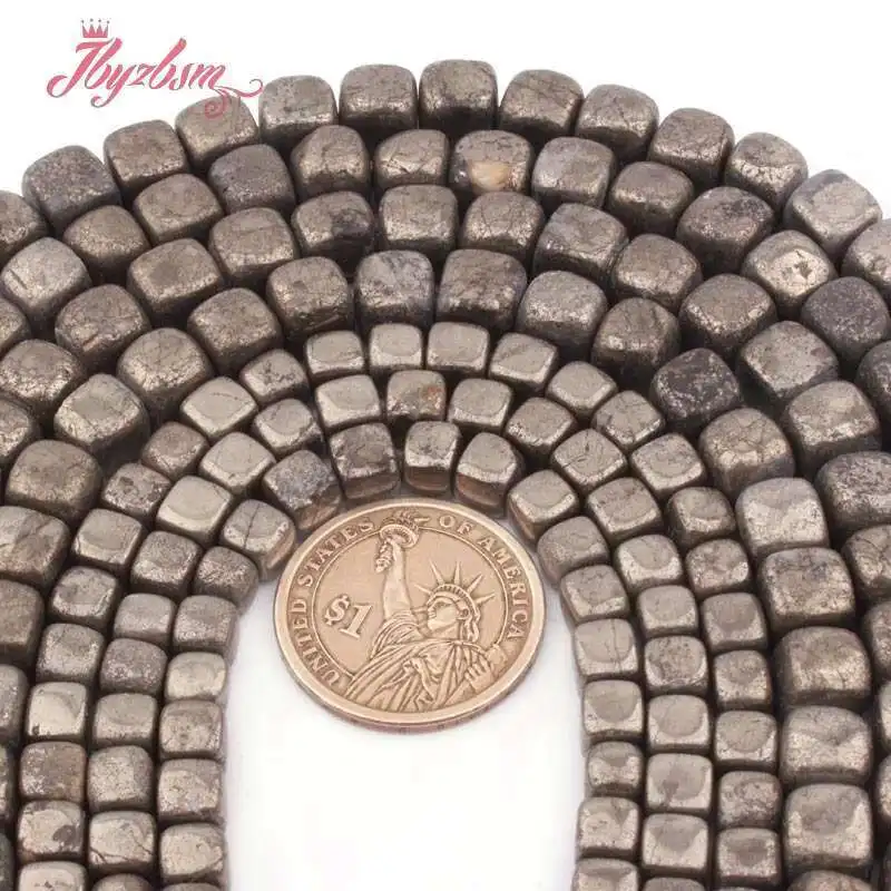 6-7,7-8mm Natural Pyrite Silvers Gray Rectangle Loose Beads Stone Beads For DIY Necklace Bracelets Jewelry Making Strand 15\