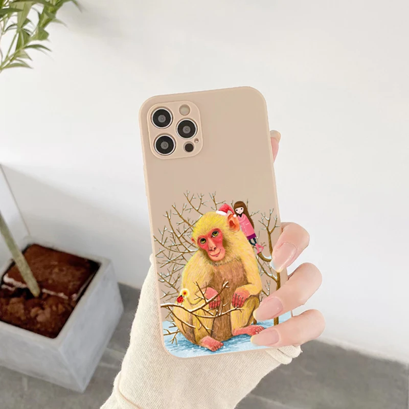 Lovely Orangutan Phone Case For IPhone14 11 13 12 Pro Max XS XR X Mini 7 8 Plus SE Cute Animal Silicone Soft TPU Back Cover Case