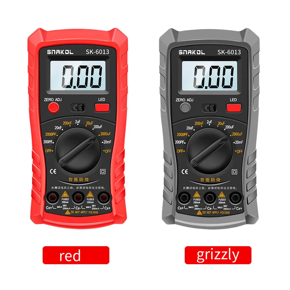 SK-6013 Digital Capacimeter Professional Capacitance Meter 20000uf Capacitor Tester 1999 Counts Electrician Multimeter