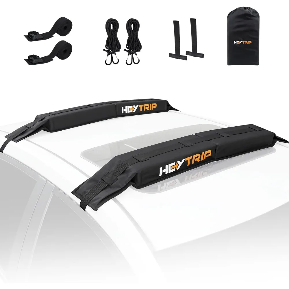 

Universal Soft Roof Rack Pads for Kayak Surfboard SUP Canoe with 15FT Tie-Down Straps and Storage Bag