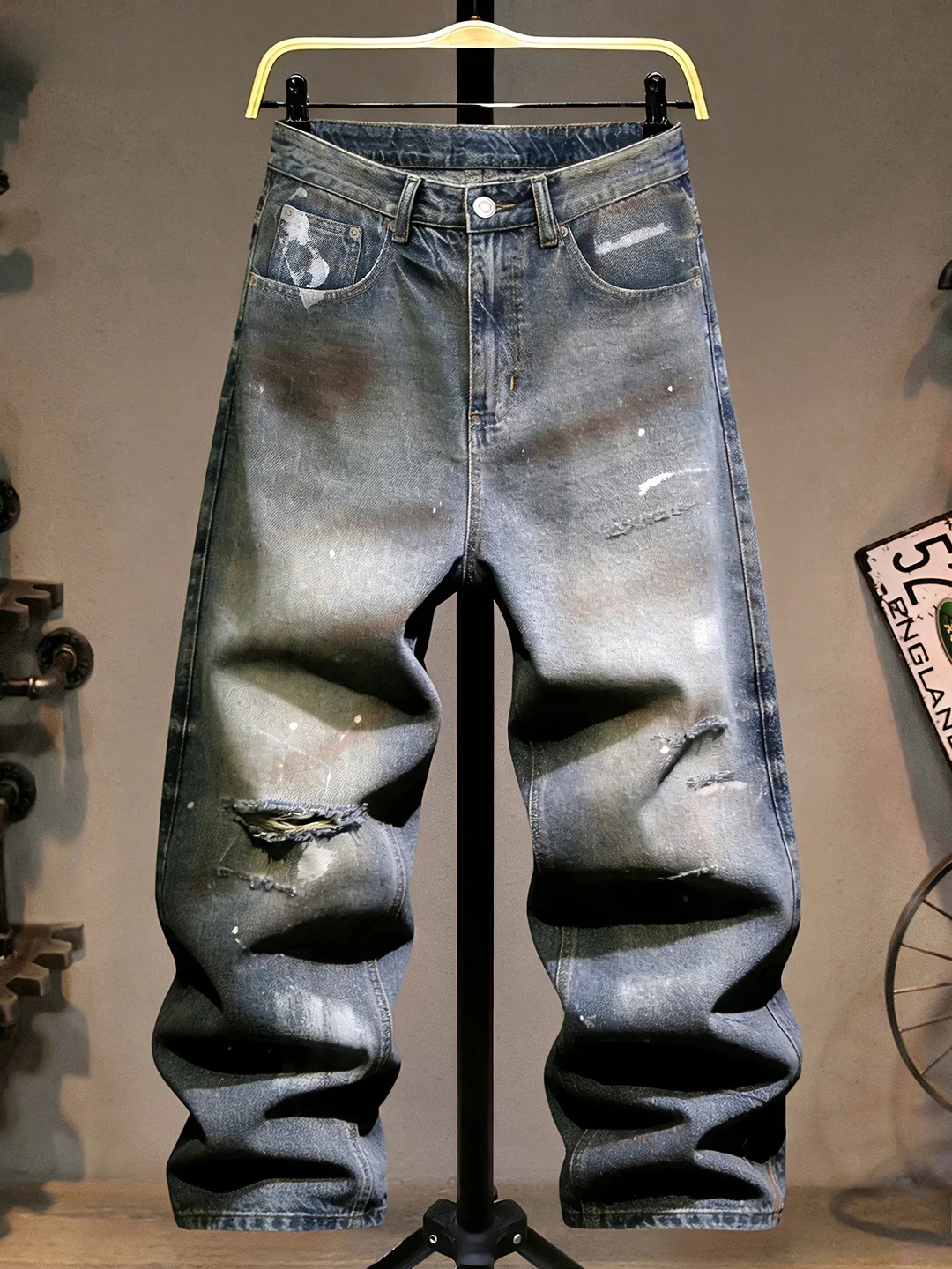 

American High Street Men's Jeans 2026 New Faion Brand Waed Loose Straight Leg Pants Casual Versatile Comfortable Cotton P...