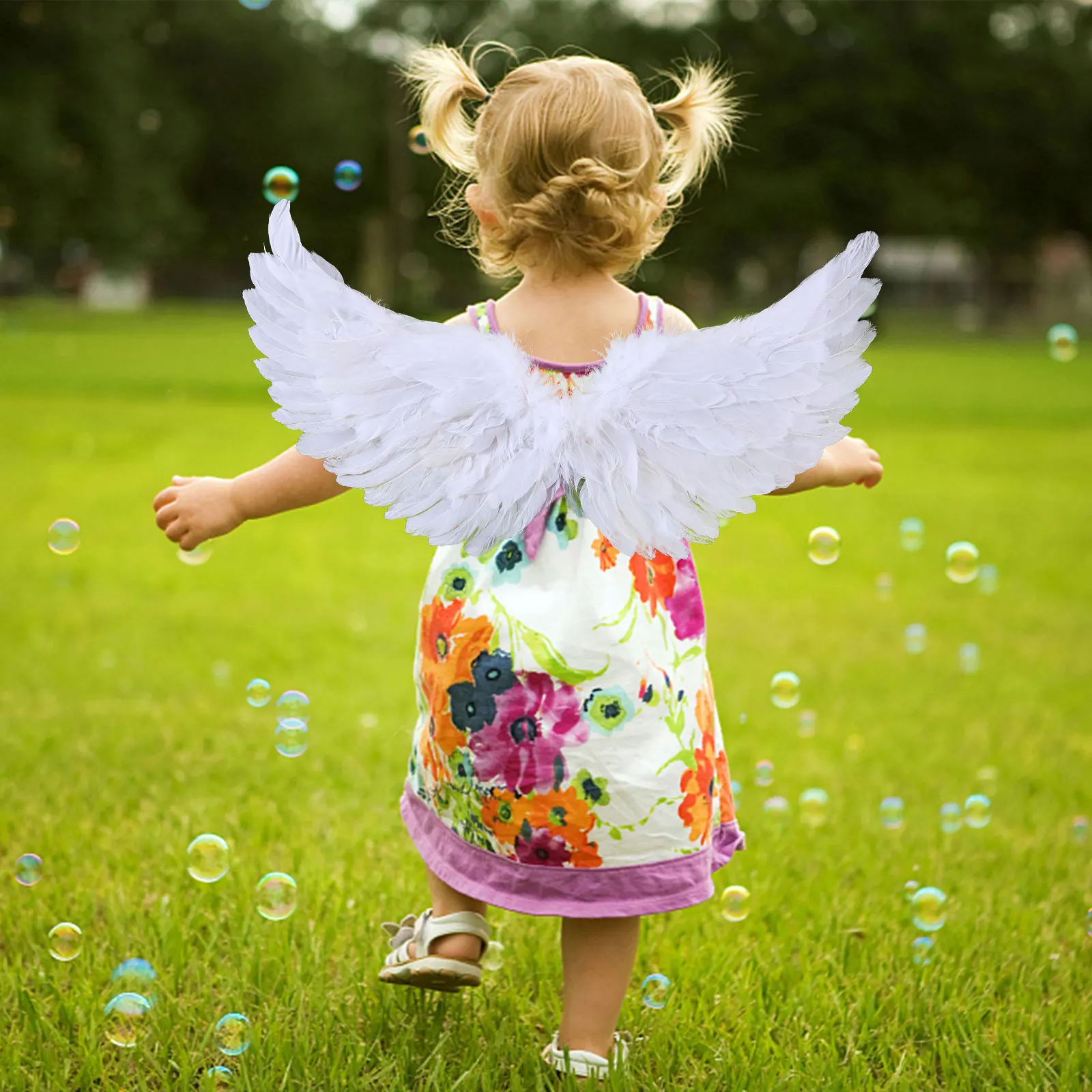Asas de penas asas de fada palco mostrar traje de halloween asas de anjo com coroa e varinha para meninas princesa festa cosplay