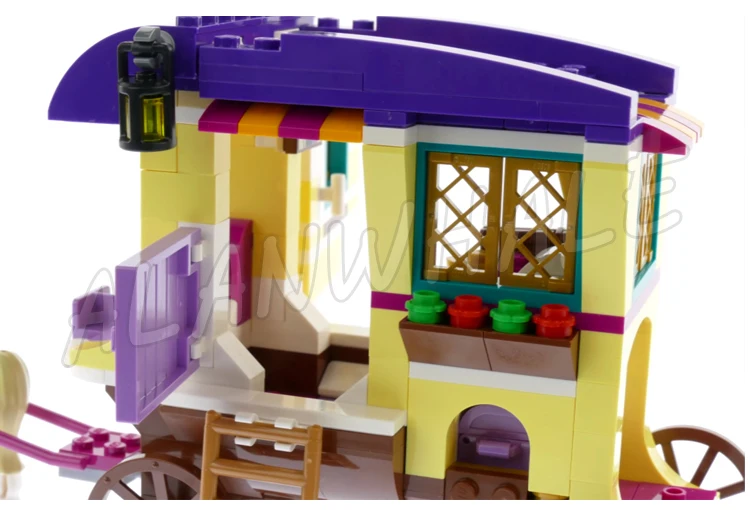 329 stücke Prinzessin Freunde Rapunzel der Reisen Caravan Wald Camping Herd 11057 Bausteine spielzeug Kompatibel Mit Modell