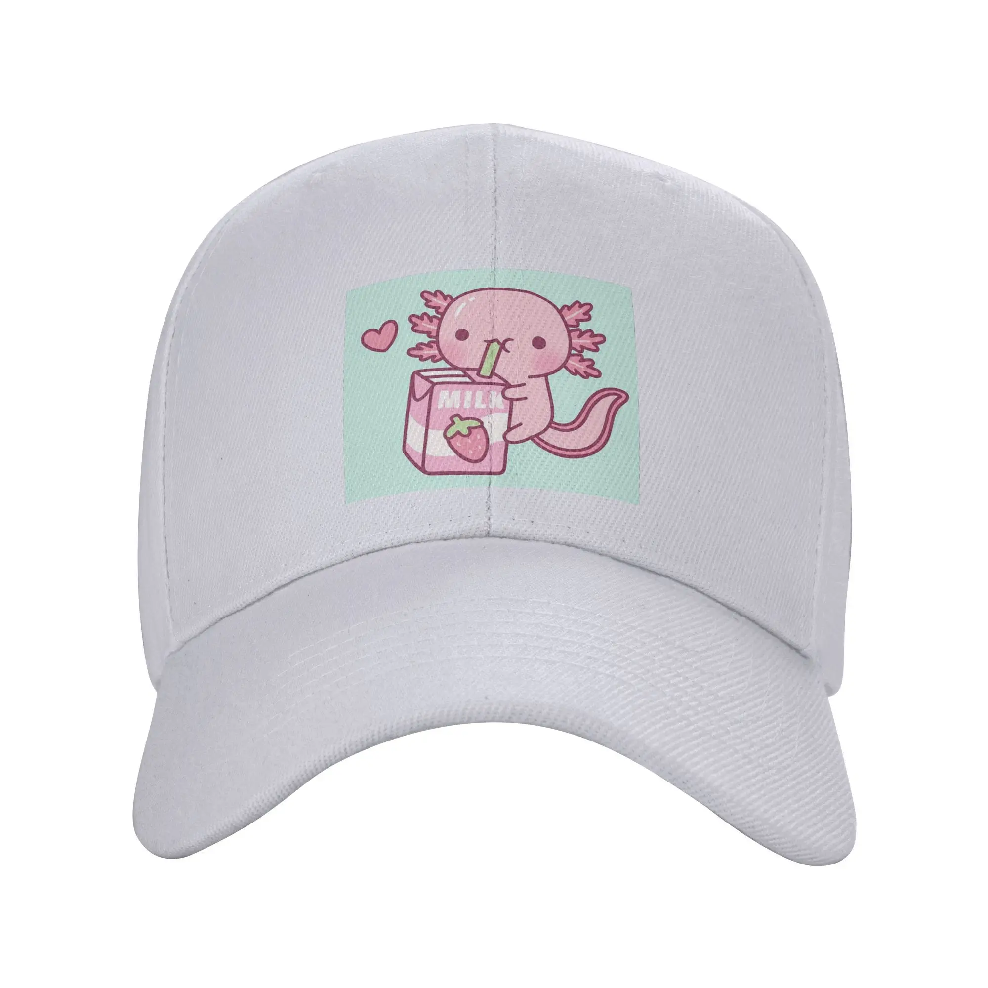 

Unisex Baseball Hats Cute Axolotl Loves Strawberry Milk Doodle Outdoor Streetwear Summer Sports Baseball Caps Casquette Hats