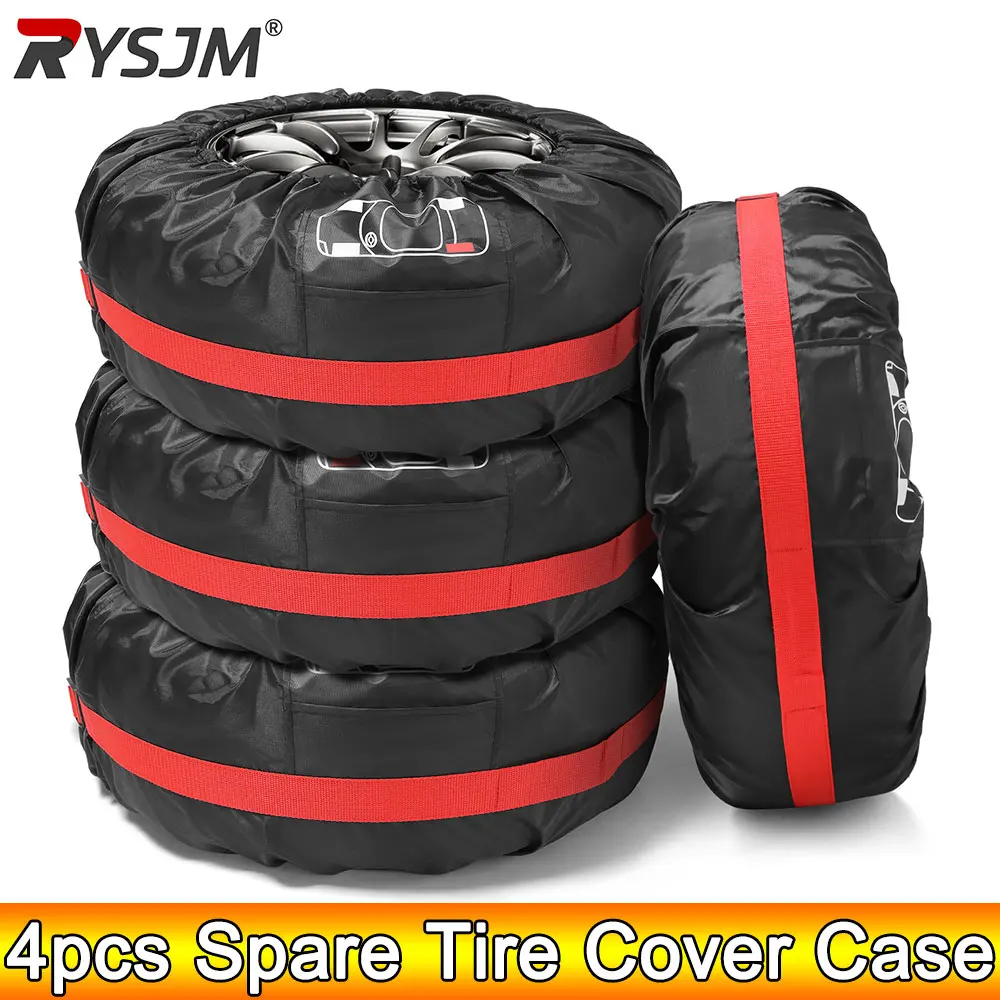 AD 4pcs Spare Tire Cover Case Universal Polyester Car Storage Auto Tyre Bags Automobile Vehicle Tyre Wheel Protector Accessories