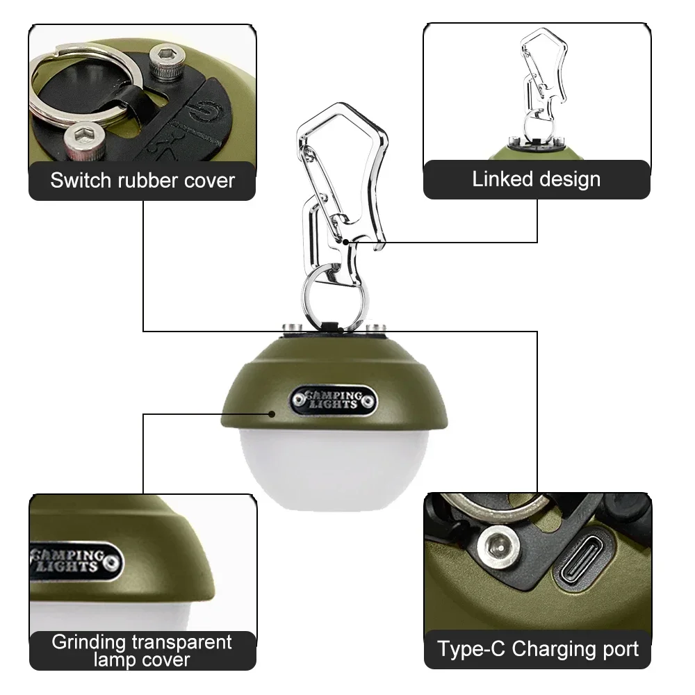 Widesea lampa kempingowa Mini lampa Led zewnętrzna przenośny hak wiszący wodoodporne oświetlenie ładujące plecak namiot artykuły turystyczne