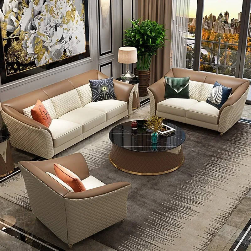 

Luxury classical furniture modern color leather sofa home theater factory supply