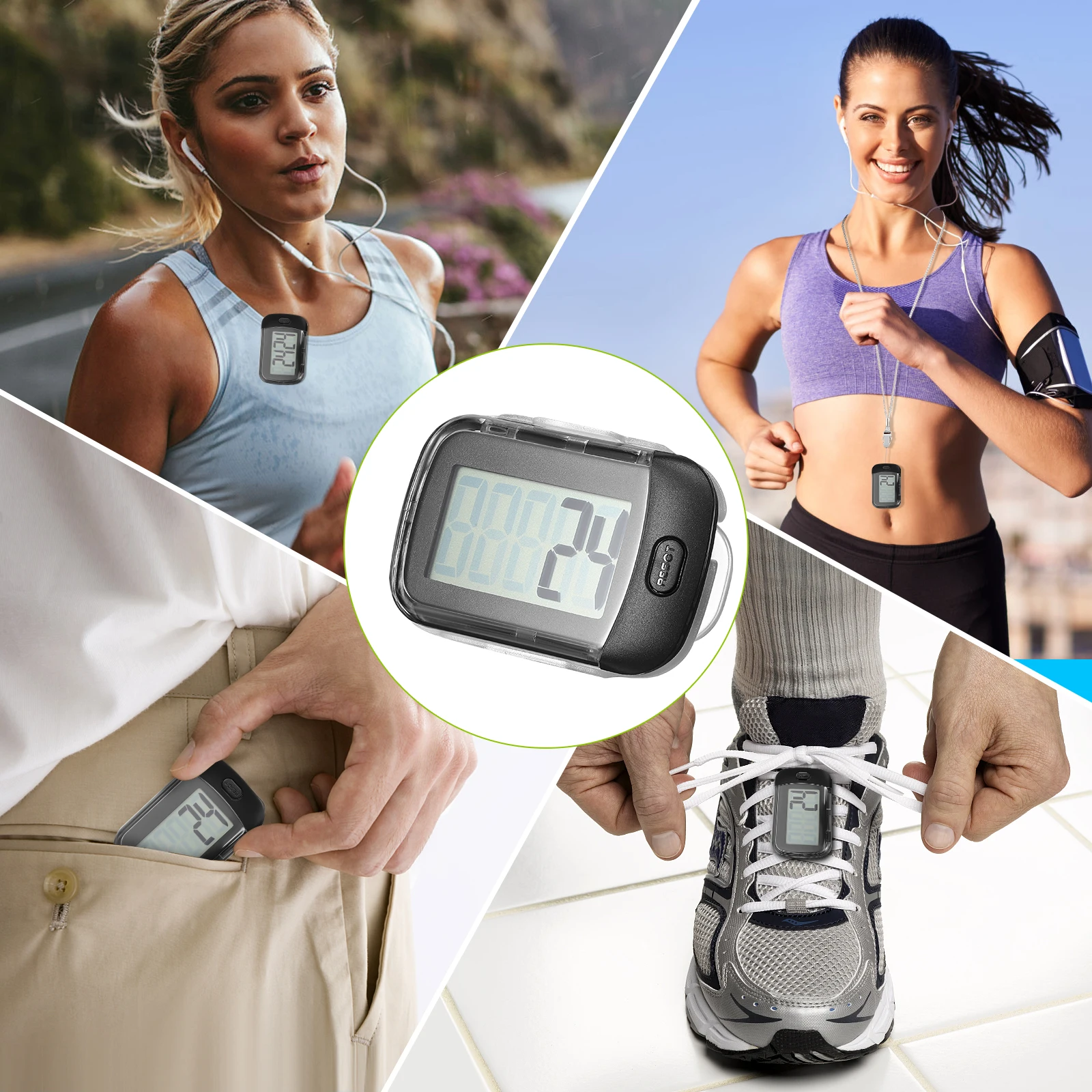 

Multi-Function Portable Pedometer Clip On Waist Steps Tracker Small Easy Read For Seniors Walking Running Fitness Gift
