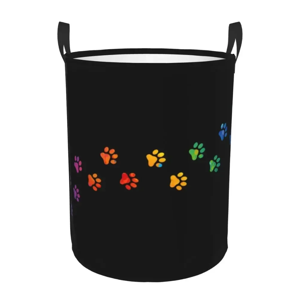 Colorful Dog Paw Laundry Basket Collapsible Large Clothes Storage Bin Baby Hamper