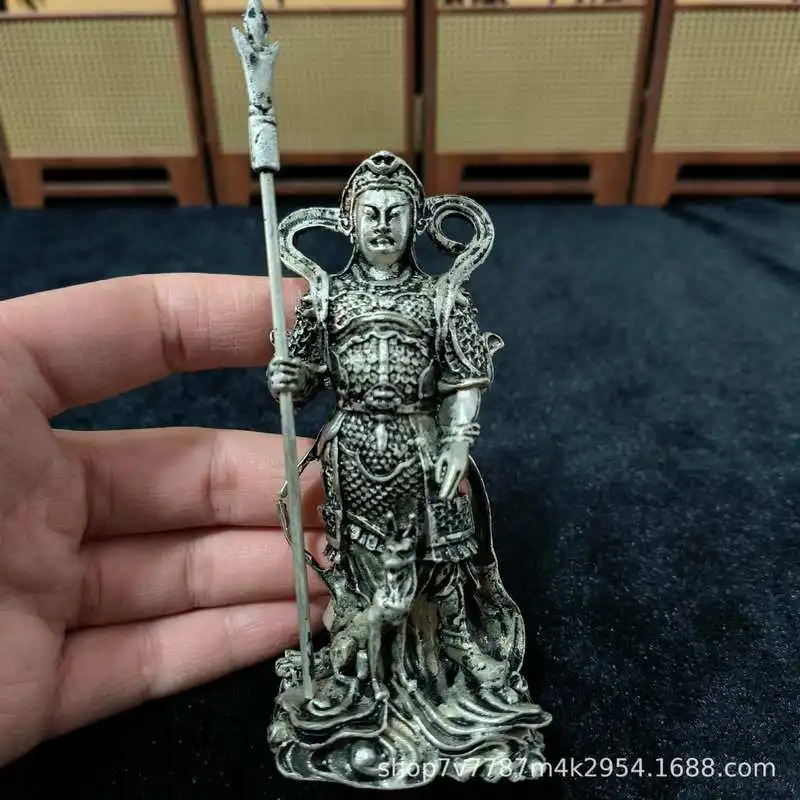 Brass Craftwork Silver-Plated Erlang Shen Yang Jian Home Decorative Ornament