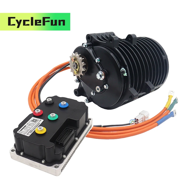 QS138 70H 3KW V3 Mid-Drive Motor With 1:2.35 Internal Reduction Gears With ND72530 Fardriver Controller For Electric Motorcycle