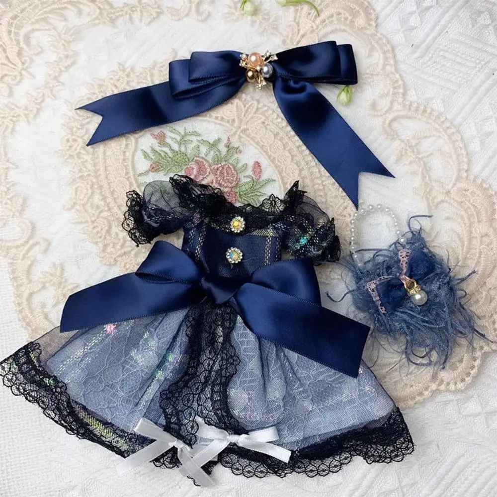 Vestido de princesa de renda artesanal, fofo com sacos de chapéu, saia retrô, acessórios de boneca, roupas de festa da moda para boneca 1/6 bjd 30cm