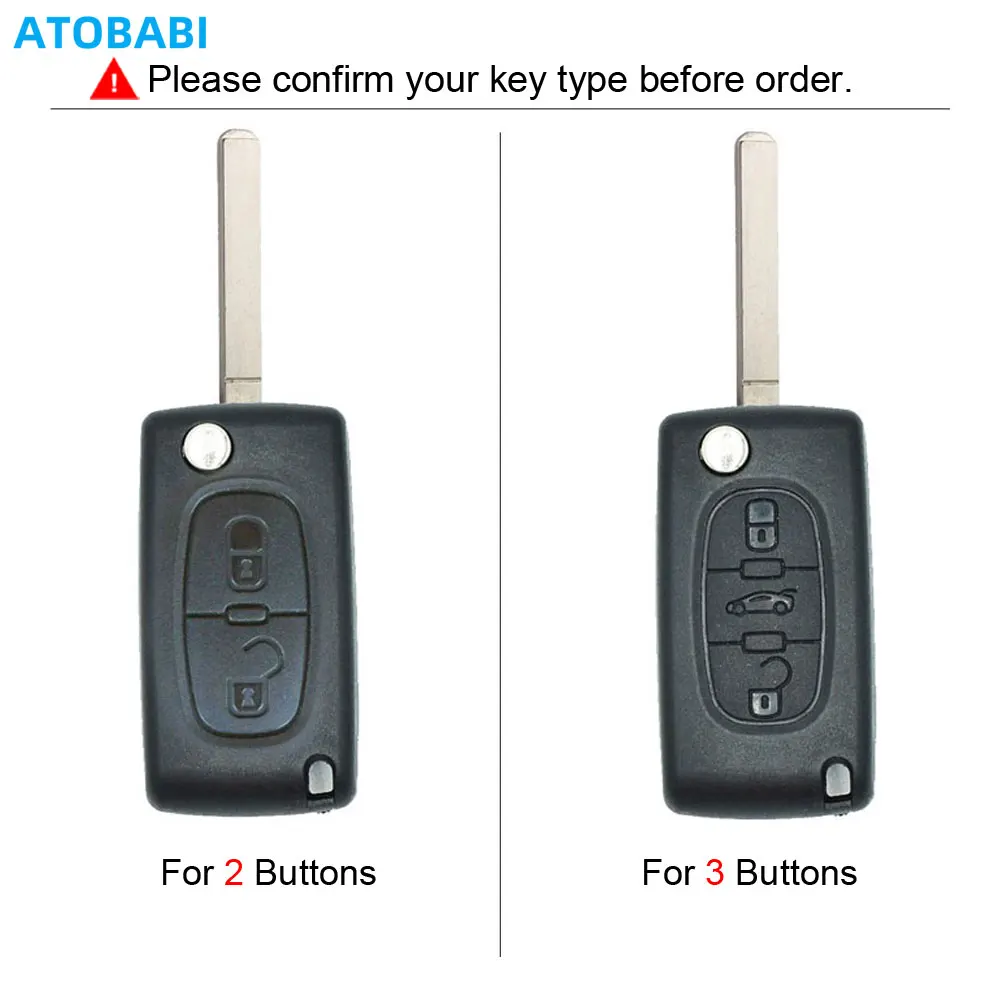 Leather Car Key Cases For Peugeot 308 3008 5008 307 207 4007 RCZ 408 Citroen C3 2 Buttons Folding Remote Control Protector Cover view 2