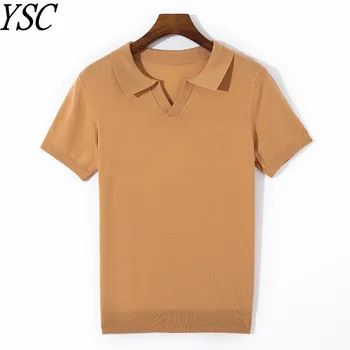 سترة بولو بأكمام قصيرة للرجال ، بلوفر من الصوف الناعم ، ملابس كلاسيكية ، بولو للربيع والصيف ، ملابس بلون واحد ، سنغال ، رقبة