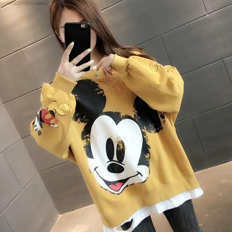 Disney Mickey Mouse Essentials Hoodie Youth Women\'s 2000s Clothes Fashion Long Sleeve Shirt Hip Hop Grunge Yk2 Pullover Tops