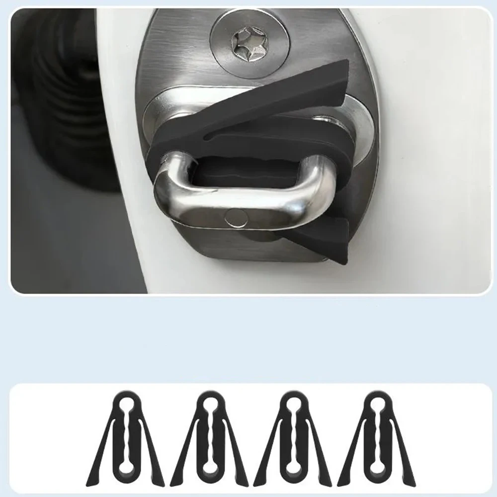 4Pcs Universal Auto Lock Buckle Protector Cover Buffer Damper Silicone Car Door Latch Covers Shock Absorption Pad Accessories