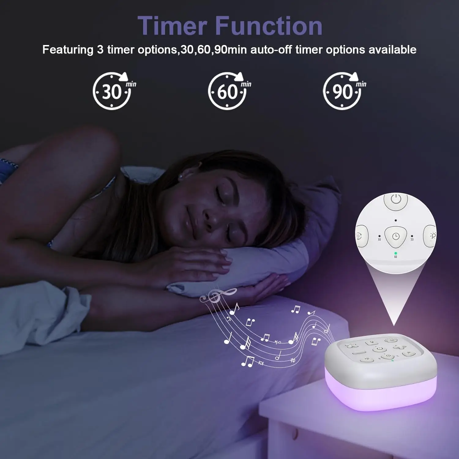 New Arrival Rechargeable Sleep Sound Machine Color Change Night Light Voice Record Function Baby White Noise Sound Machine