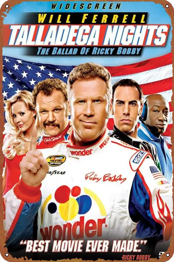 ghts: The Ballad of Ricky Bobby Posters Tin Signs Retro Metal Movie Tins for Bar Pub Home Cafes Wall Decor, 8X12 Inch (20X30 CM)