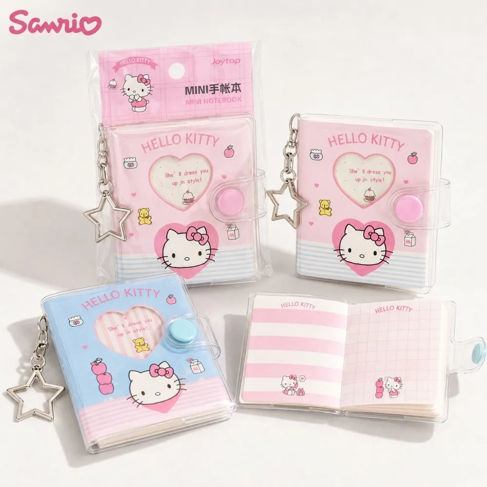 Genuine Hello Kitty Pocket Notebook Sanrio Planner with Transparent Jelly Cover Snap Closure Star Charm Pink Blue Teens Gifts