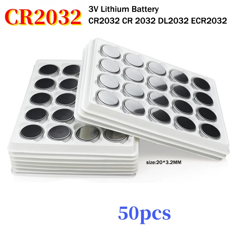 

CR2032 200mAh CR 2032 DL2032 ECR2032 3V Lithium Battery Watch Toy Calculator Car Key Remote Control Button Coin Cells 50PCS