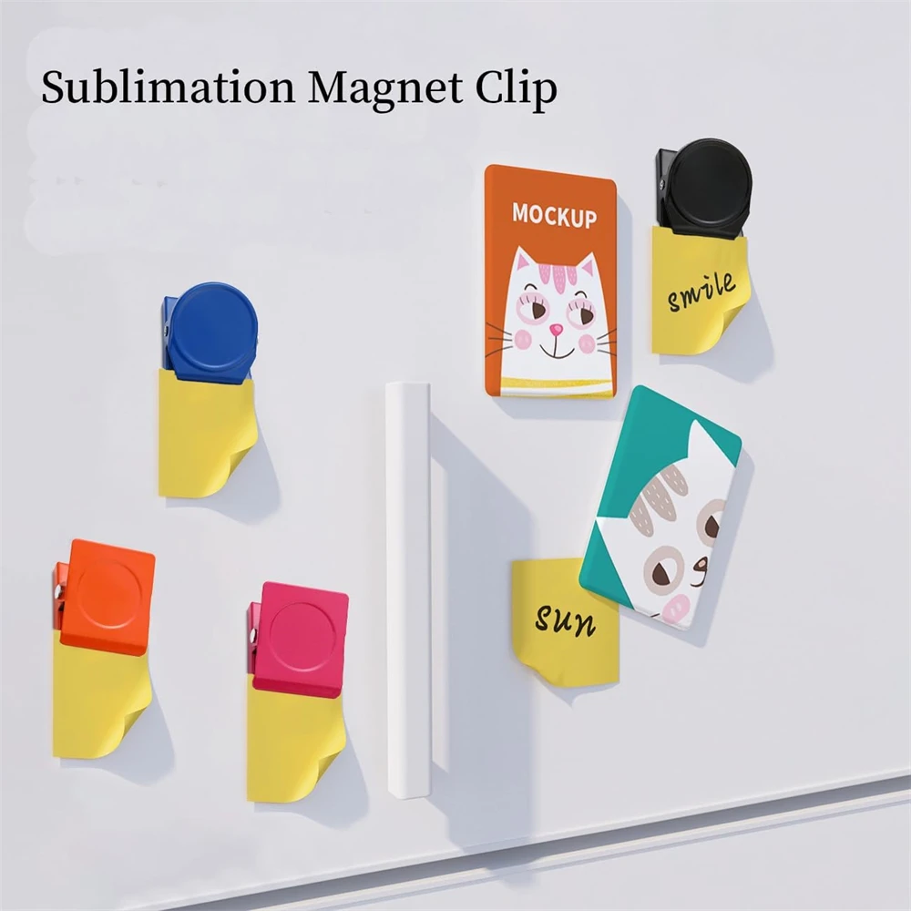 45 Pcs Sublimation Blank Magnetic Metal Chip Clips with Sublimation Parts Fridge Magnets Refrigerator Whiteboard Locker Magnets