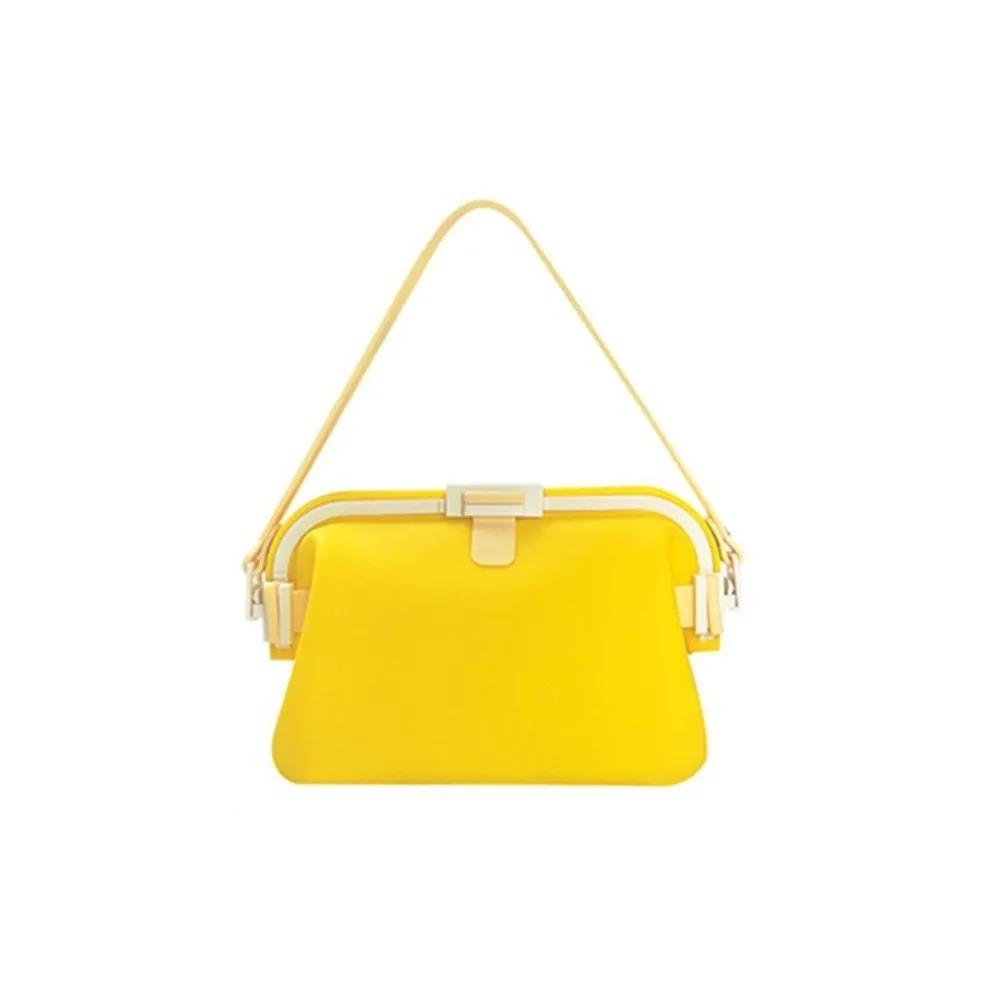 Translucent Frosted Silicone Shoulder Bag Top Snap Clasp Water-Resistant Waterproof Storage Pouch Lightweight Foldable Swim Bag