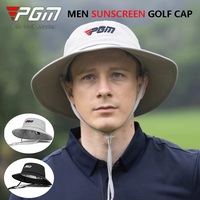 PGM Men Windproof Adjustable Golf Cap Male Breathable Bucket Cap Hat Men Wide Brim Sweat-absorbing Visor Outdoor Anti-Uv Cap