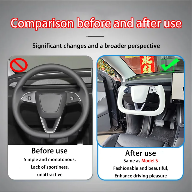 2026 Yoke Handle for Tesla New Model Y Juniper Heating Yoke Steering Wheel Personalized Racing Leather Steering Wheel Accessory