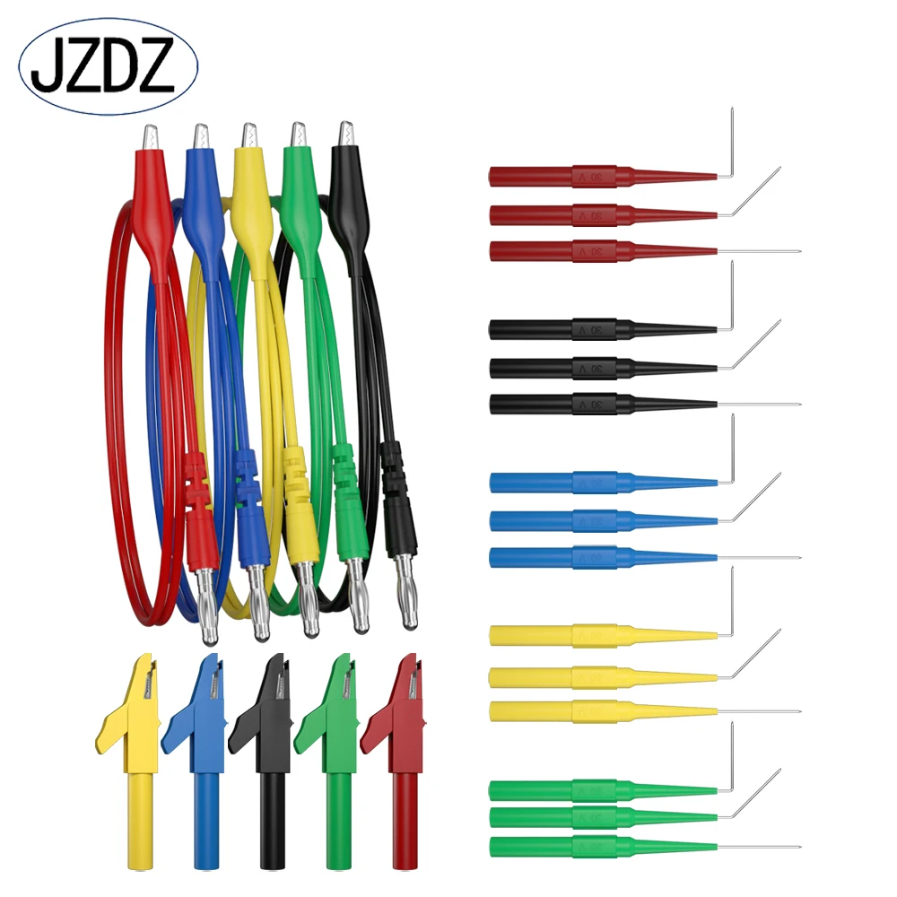 JZDZ Multimeter Test Lead Kit Alligator Clips to 4MM Banana Plug Test Probe Kit Electrical Test Tools 20pcs 25pcs 8006