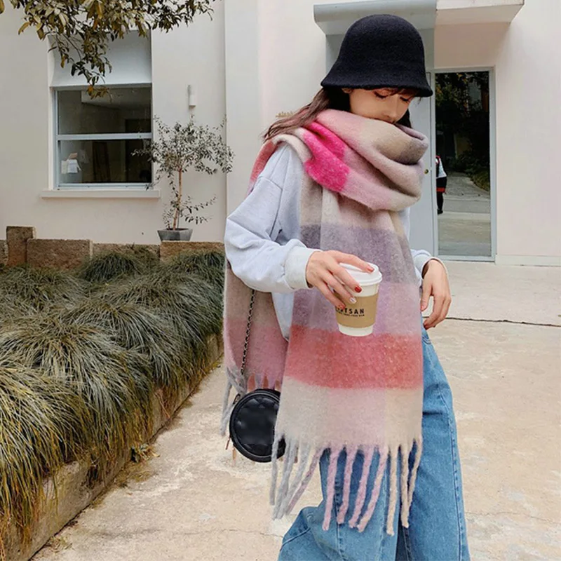 

Korean Style Winter Thick Warm Scarf Women Cashmere Shawl and Wraps Pashmina Neckerchief Bufanda Female Long Tessel Echarpe 2025
