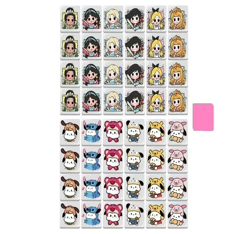 

Kid Sanrio Mini 24mm 48 Blocks Seaside Escape Hello Kitty Pochacco Mahjong Game for Two Players Puzzle Chess Toy Christmas Gift