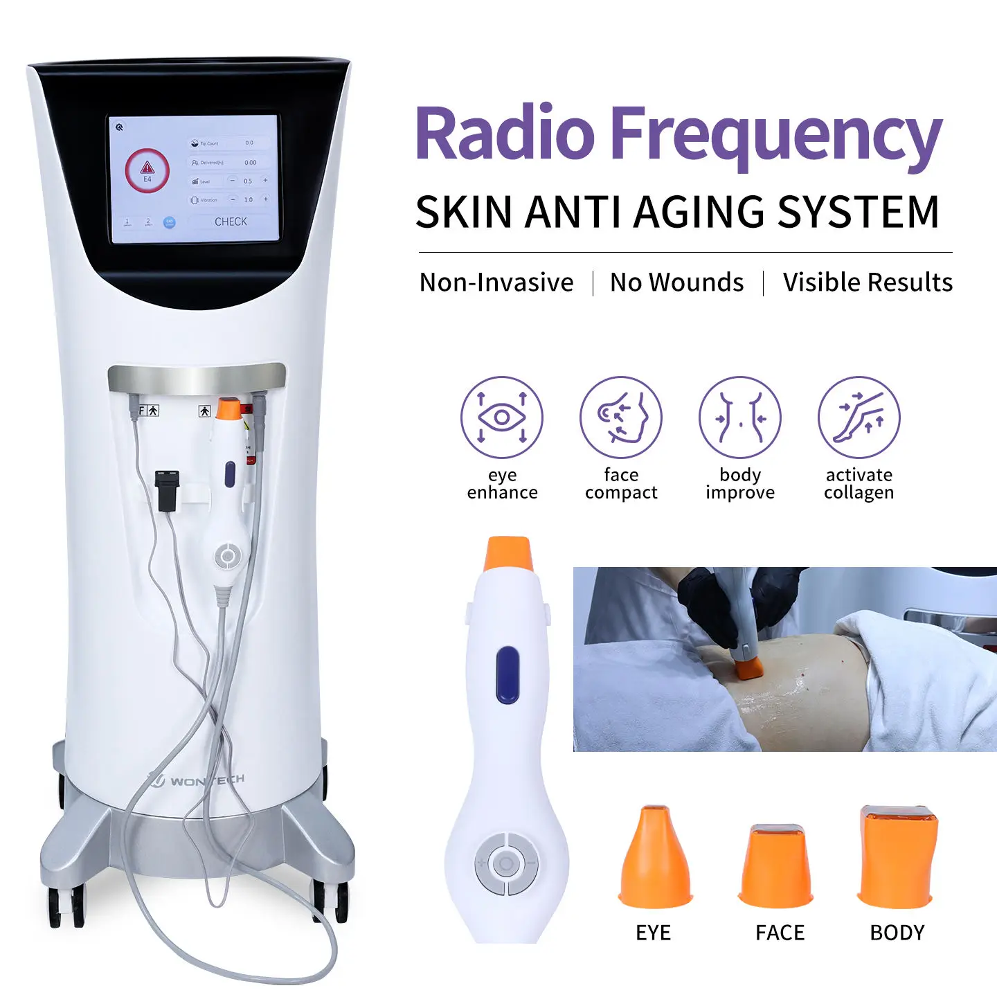 Professional 6.78MHz Frequency RF Radio Frequency Skin Tightening Machine Monopolar RF Anti-Aging Device for SMAS Face Lifting
