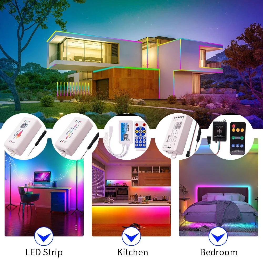 WS2812 WS2811 LED RGBIC Pixels Controller Bluetooth/WIFI/Music Smart RF Remote Control SP105E SP107E SP108E SP611E SP801 DC5-24V