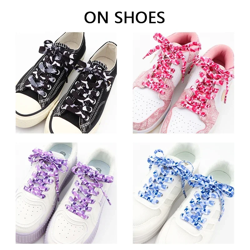 Camouflage Print Shoelaces 0.8CM Width Flat Shoelace AJ1&AF1 Boot Sneakers Laces for Shoes 120/140/160CM Shoes Accessories 1Pair