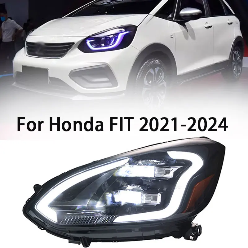 Car Styling Headlights For Honda FIT GK5 LED Headlight 2021-2024 JAZZ Head Lamp DRL Signal Projector Lens Automotive Accessories