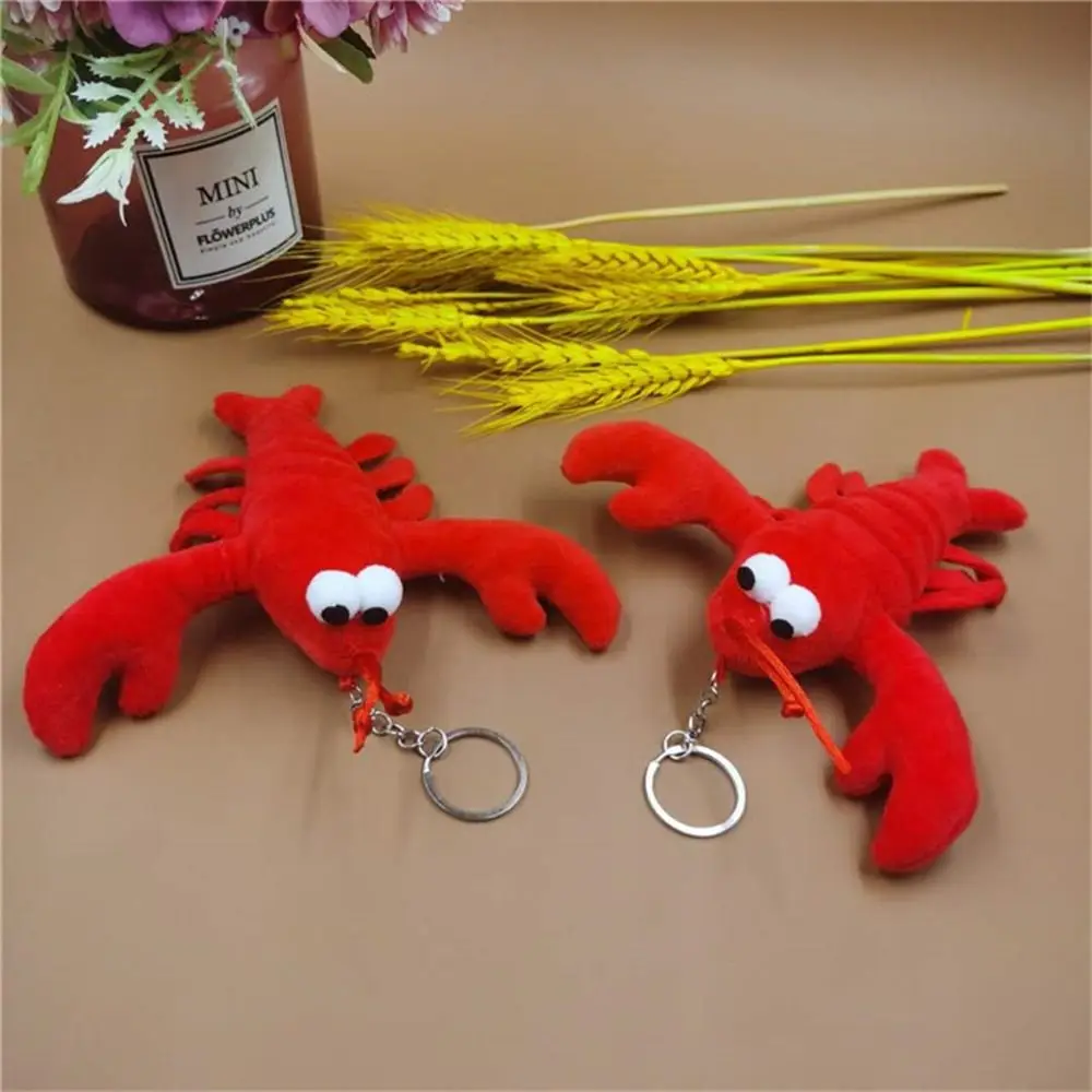 Kawaii Crayfish Pendant Prop Red Lobster Car Key Accessories Bag Pendant Keyring Stuffed Keychain Plush Toy Keychains