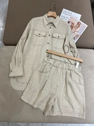 Autumn B*C Women's Linen Women's Shirt + Shorts Two-piece Suit