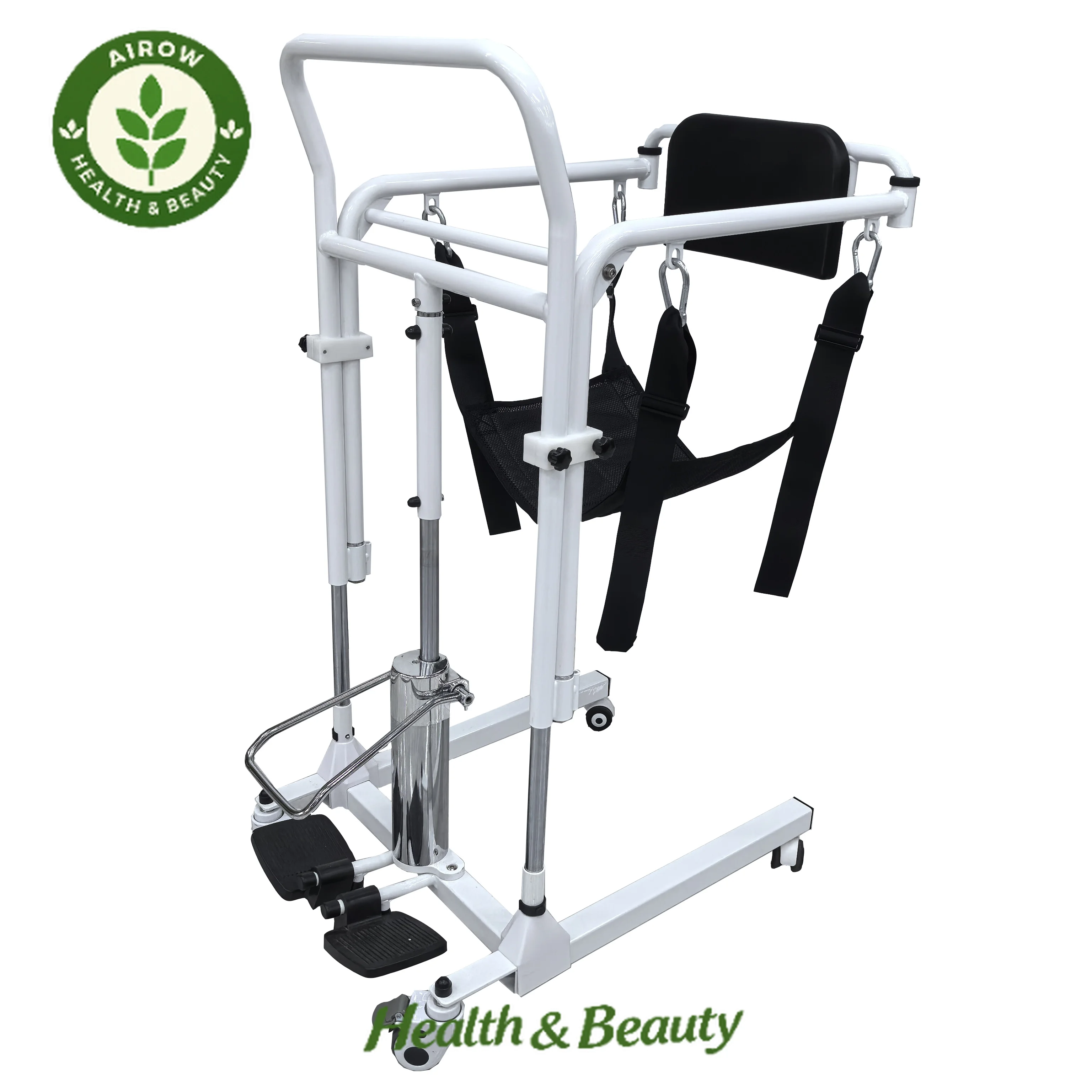 AIROW Hydraulic Lift Transfer Toilet Wheelchair with Height Adjustable Toilet Sling for Home Vehicle